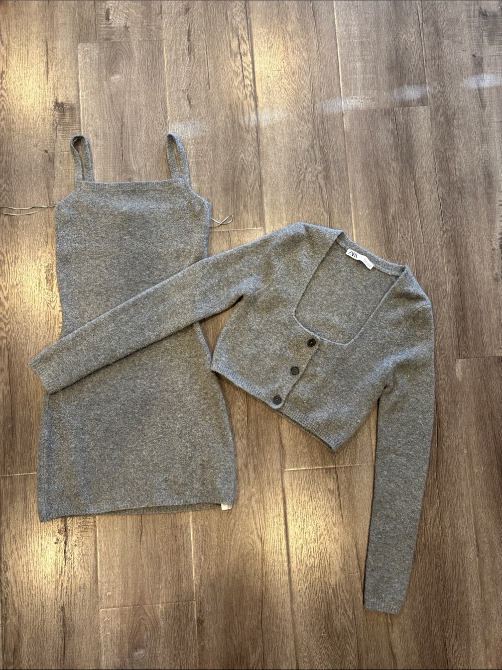 Zara Gray Long-Sleeve Knit Dress - Picture 7 of 8